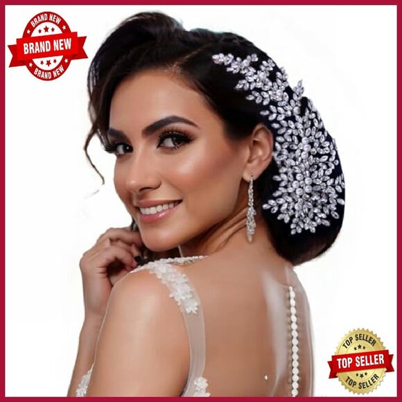 Crystal Pearl Rhinestone Bridal Hair Comb Wedding Accessory Silver main image 5